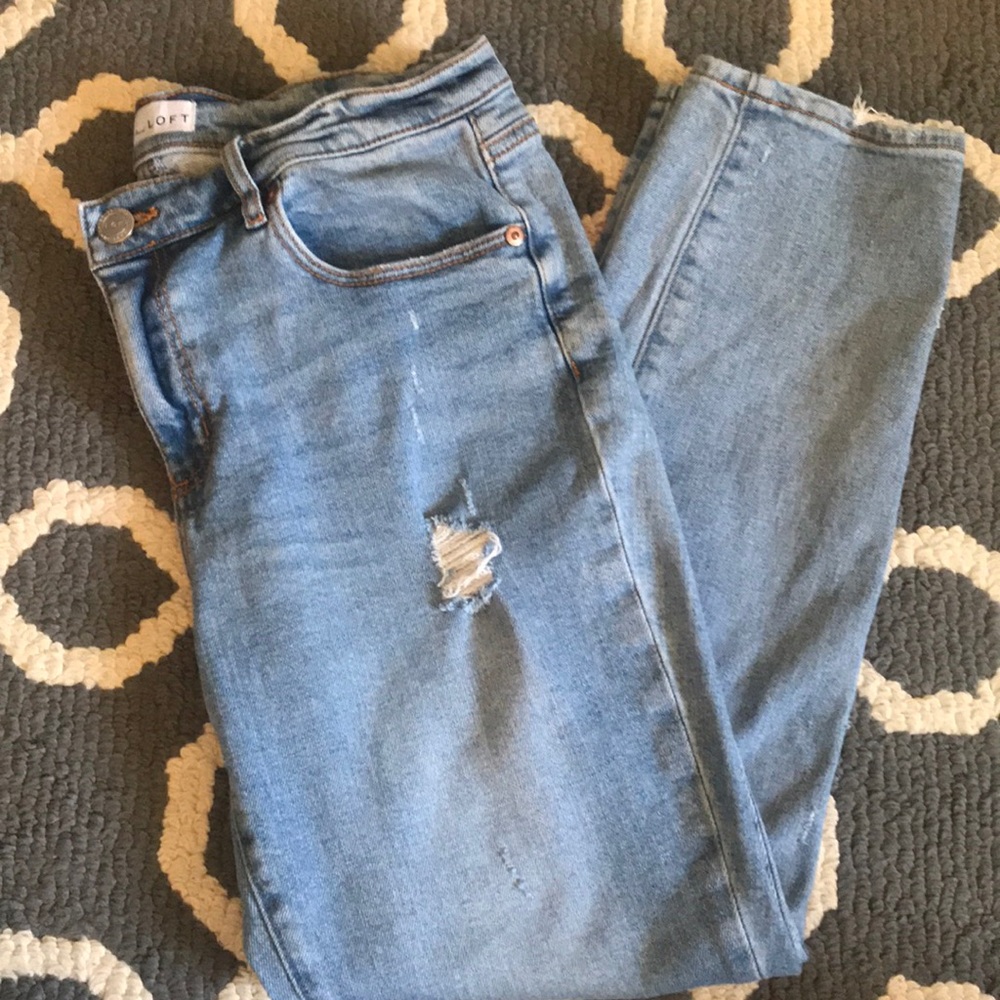 LOFT distressed boyfriend jeans.